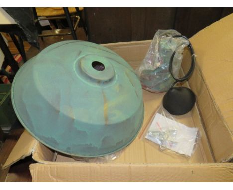 A BOXED INDUSTRIAL STYLE PENDANT LIGHT FITTING