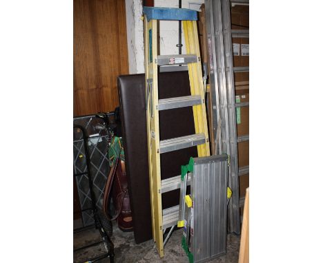 A SET OF PLASTIC STEP LADDERS PLUS A SMALLER EXAMPLE
