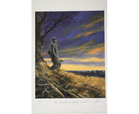 AN  ORIGINAL SIGNED LIMITED EDITION MICK CAWSTON PRINT ENTITLED FAR FROM THE MADDING CROWD 221/500 - UNFRAMED