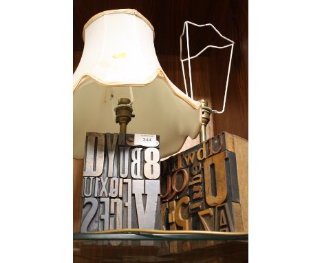 TWO UNUSUAL PRINT BLOCK TABLE LAMPS