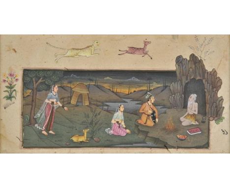 *Mughal School. A prince with his consorts visit a herit, Provincial Mughal, possibly Awadh, mid 19th century,  opaque waterc