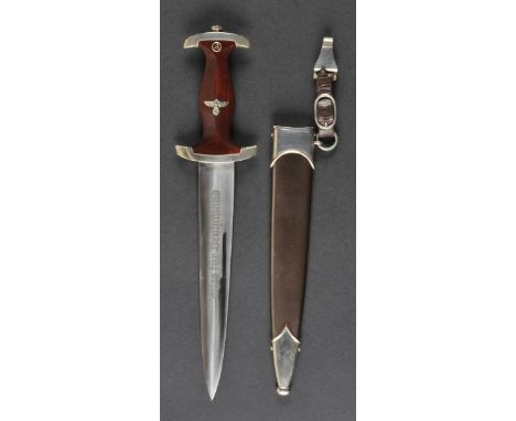 *Third Reich. A WWII SA dagger,  the 22cm blade by 'Rich, Drees & Sohn, Solingen, etched 'Alles Fur Deutschland', plated cros