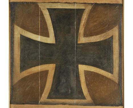 *WWI Imperial German Aircraft. A fine section of an original German aircraft fabric,  with large painted Iron Cross on a fiel