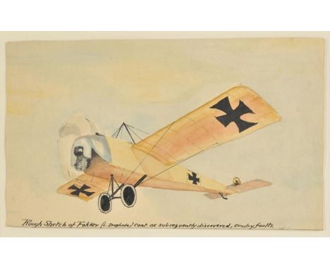 *Roxbee Cox (Harold, Baron Kings Norton, 1902-1997). A group of 3 First World War-period watercolour sketches of aircraft by 