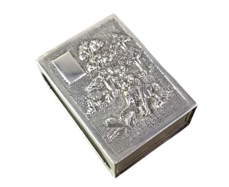 INDIAN SILVER MATCHBOOK HOLDER, ALONG WITH FURTHER ITEMS the matchbook holder with decoration in relief and blank cartouche p