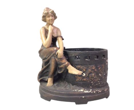 GROUP OF DECORATIVE GARDEN PLANTERS, in the form of pools with Grecian ladies sitting on their banks, as well as one planter 