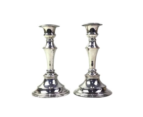 GROUP OF SILVER PLATE, including a coffee pot, candlesticks, cruet items, trinket dishes and a sugar bowl