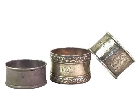 SIX SILVER NAPKIN RINGS, various assay marks and makersQty: 157g gross