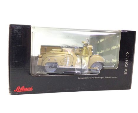 COLLECTION OF MODEL VEHICLES, MOSTLY SCHUCO MOTORCYCLES comprising of model motorcycles and other vehicles, some in presentat