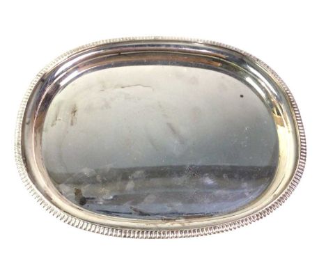 SILVER OVAL CARD TRAY, Mappin &amp; Webb, Sheffield marks126g 15cm wide 12.2cm deep