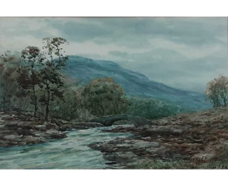 JOHN HAMILTON GLASS SSA (SCOTTISH 20TH CENTURY), A SPATE ON THE FINDHORN - NEAR INVERNESS watercolour on paper, signed, title