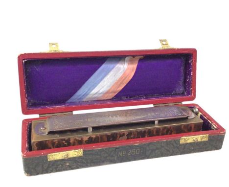 SUPER CHROMONICA MOUTH ORGAN, ALONG WITH A HOHNER CHROMONICA MOUTH ORGAN and a cased pair of pince-nezQty: 3