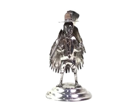 CHINESE SILVER MENU HOLDER, modelled as an agricultural worker5.5cm highHong Kong mark, image now online