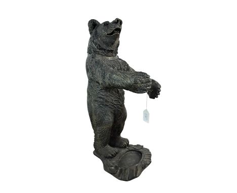 BLACK FOREST STYLE RESIN BEAR FORM STICK STAND, modelled standing82cm highThe bear has a few little chips and signs of wear. 