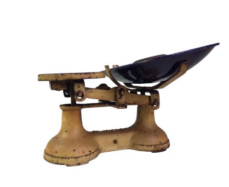 BARBOLA MIRROR, AND A SET OF CAST IRON SCALES  the scales with weightsmirror 29cm x 31cmQty: 2