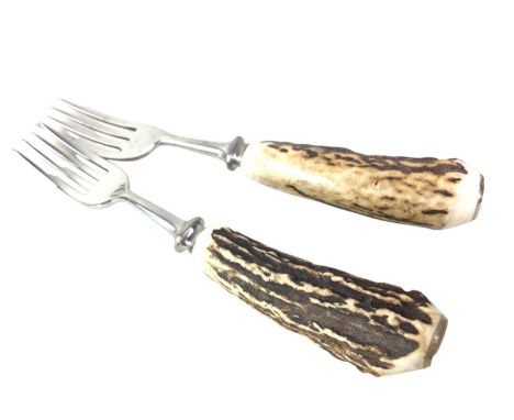 GROUP OF VINTAGE CUTLERY, BY TAYLORS OF SHEFFIELD  with stag antler handles