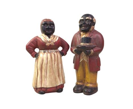 PAIR OF VINTAGE CAST IRON MONEYBOXES, including Aunt Jemima28cm high