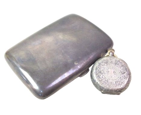 SILVER CIGARETTE CASE, and a silver fob watch