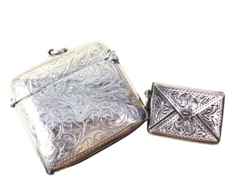 SILVER VESTA CASE, ALONG WITH A SILVER STAMP BOX both with engraved decorationQty: 2