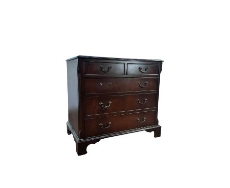 MAHOGANY CHEST OF DRAWERS, GEORGE V with two short over three long drawers, on bracket feet77cm high, 78cm wide