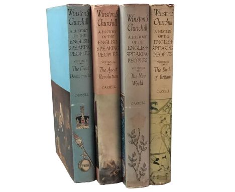 WINSTON CHURCHILL, A HISTORY OF ENGLISH SPEAKING PEOPLE  volume 1-4, along with a Knopf Bayeux tapestry