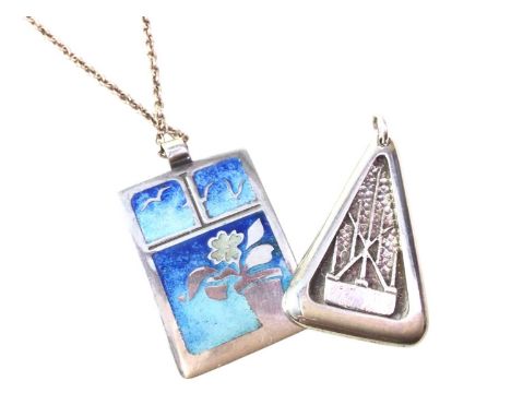 TWO SILVER PENDANTS, one James C. Kerr of Shetland (Edinburgh marks), the other silver and enamel