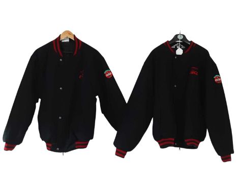 TWO VINTAGE COCA COLA VARSITY JACKETS, one in size S and one XXL