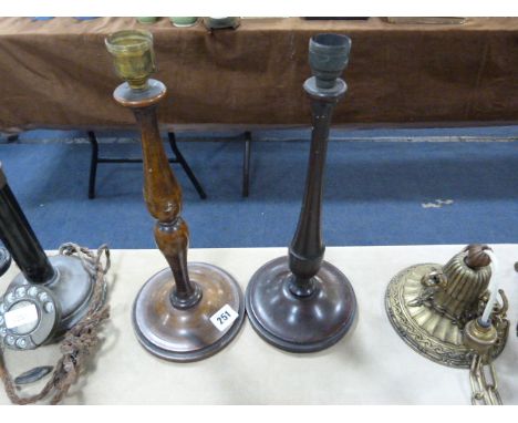 2 Art Deco Treen Lamp Bases