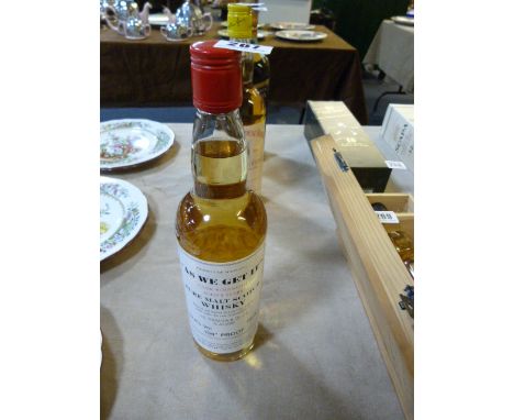 Bottle of As We Get It Pure Malt Scotch Whiskey