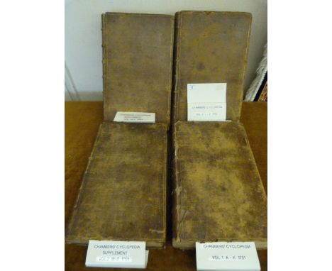 4 Volume Set of Books Entitled Encylopedia or Universal Dictionary of Arts &amp; Sciences by E Chambers F R S Printed London 