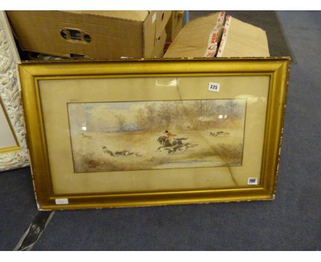 Framed Water Colour Depicting A Hunting Scene