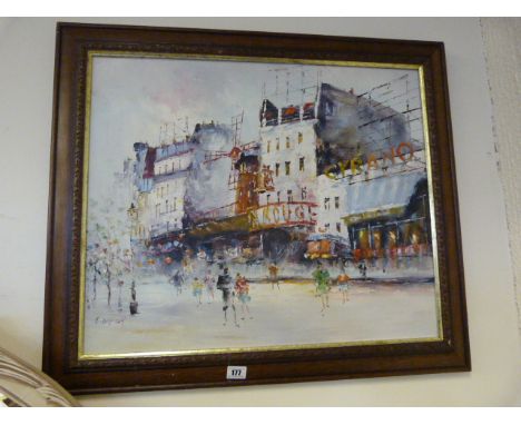 Framed Original Oil Painting by R Davy Depicting Moulin Rouge