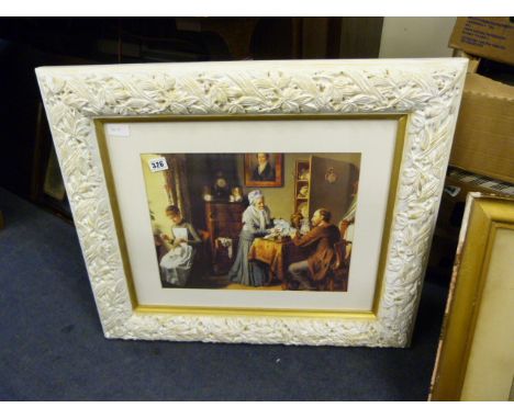 Framed Victorian Family Scene Print