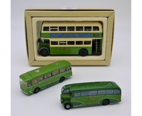 COLLECTION OF THREE SCALE MODELS OF SOUTHDOWN COACHES  Leyland Tiger coach by Efe  Harrington cavalier coach by Efe  Guy Arab