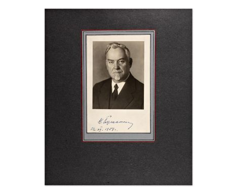 NIKOLAI ALEXANDROVICH BULGANIN (1895-1975) | AUTOGRAPHED PHOTO (RUSSIA / RUSSIAN) | 1957 | profession: Politician | country: 