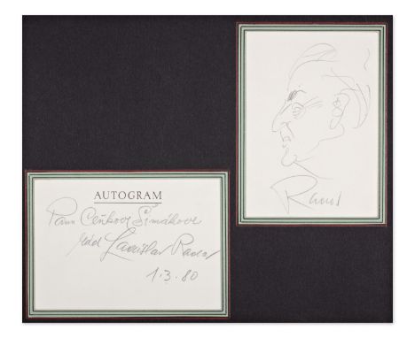 LADISLAV RADA (1929-2021) | ORIGINAL AUTOGRAPH AND CARICATURE OF MR. SIMAK (CZECH/ BOHEMIAN) | 1980 | profession: Painter | c