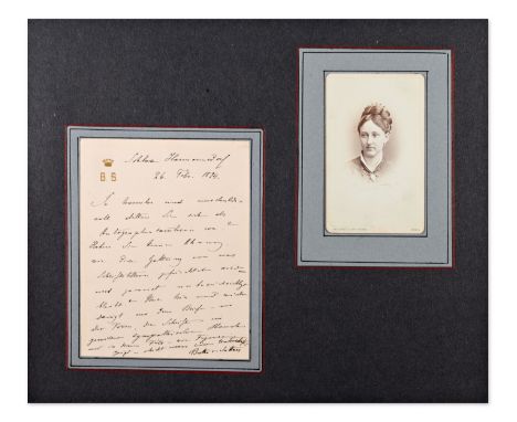 BERTHA SOPHIA FELICITA VON SUTTNER, BORN COUNTESS KINSKA OF VCHYNICE AND TETOVO (1843-1914) | HANDWRITTEN LETTER AND PERIOD P