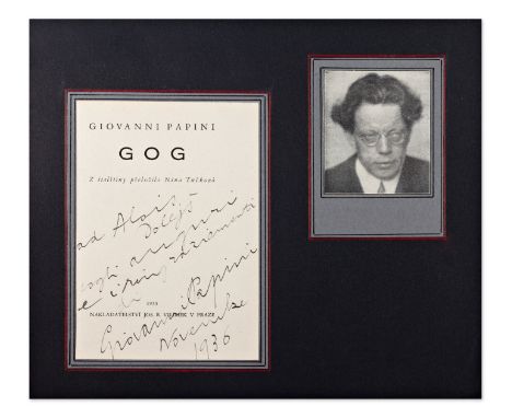 GIOVANNI PAPINI (1881-1956) | HAND SIGNED DEDICATION (ITALY / ITALIAN) | 1936 | profession: Writer | country: Italy | signatu
