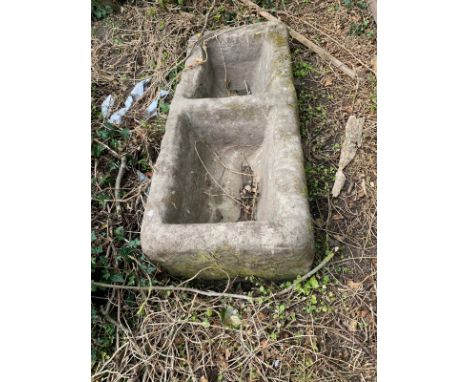 A RECTANGULAR SANDSTONE TWIN TROUGH, Length 128cm x depth 55cm x height 35cm (situated at property following the clearance, v