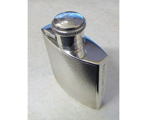 Small silver hip flask Birmingham 1940 by Mappin &amp; Webb 'Routz from Polly 1945' H 7 cm weight 1.91 ozt