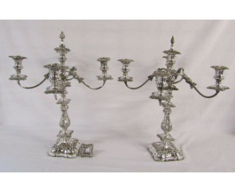 Pair of large silver plated 4 branch candelabra H 56 cm