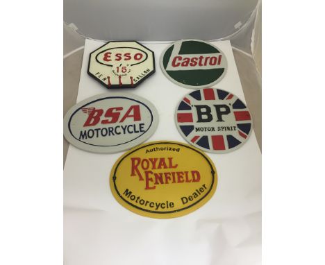 A collection of petrol signs to inc Esso etc