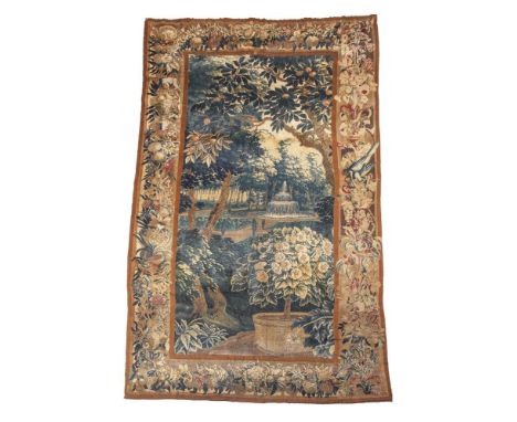 A VERDURE TAPESTRY PANEL  PROBABLY FLEMISH OODENAARDE, LATE 17TH/EARLY 18TH CENTURY  Fragment from a larger example, now with
