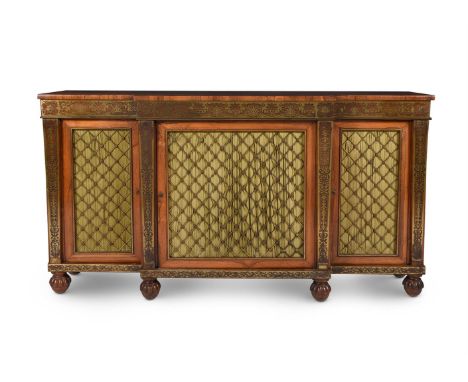 Y A REGENCY ROSEWOOD & BRASS MARQUETRY SIDE CABINETATTRIBUTED TO GILLOWS, CIRCA 181594cm high, 173cm wide, 43.5cm deepThis fi