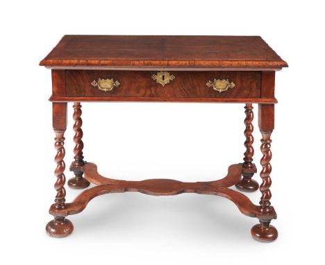A WALNUT AND BURR WALNUT SIDE TABLECIRCA 1690 AND LATER68cm high, 87cm wide, 51cm deepCondition Report: There are scuffs, scr
