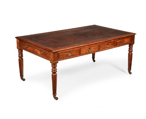 A GEORGE IV MAHOGANY LIBRARY TABLECIRCA 1825The frieze with four drawers to each side and two false drawers to each end79cm h