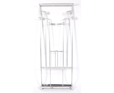 An unusual original 1950's retro vintage sputnik atomic space age wall fitted coat rack / hall stand. Brushed aluminium tubul