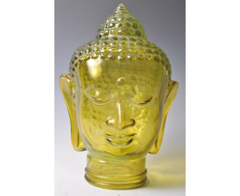 A 20th century art deco style moulded pressed glass shop display hat stand / milliners mannequin head in the form of a Tibeta