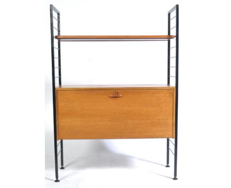 Robert Heal - Staples - Ladderax - A 20th century retro vintage teak wood modular wall unit comprising of 1x shelf and 1x bur