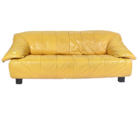 Ligne Roset - A contemporary late 20th century retro vintage sofa settee daybed / sofa bed having mustard yellow leather upho